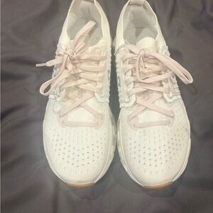 Women's White and Light Pink Sneakers